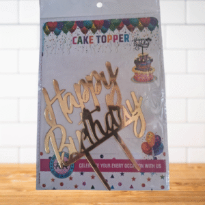 Happy Birthday Cake Topper – Gold Acrylic Double Stick Party Decoration