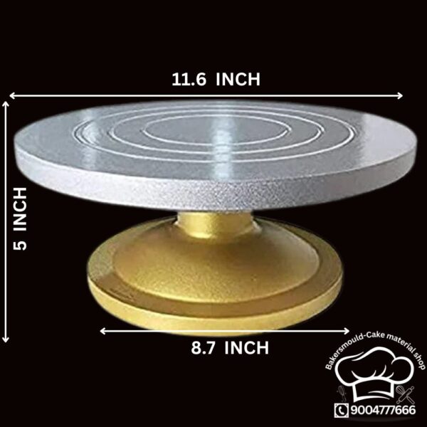 Heavy Quality Rotating Golden Silver Fiber Cake Turntable 30cm | Professional Cake Decorating Stand