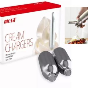 Mosa Stainless Steel Whipped Cream Chargers Pack of 10 for Baking Tools