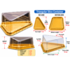 Premium Triangle Pastry Container Golden Tray and Clear Lid Dimensions